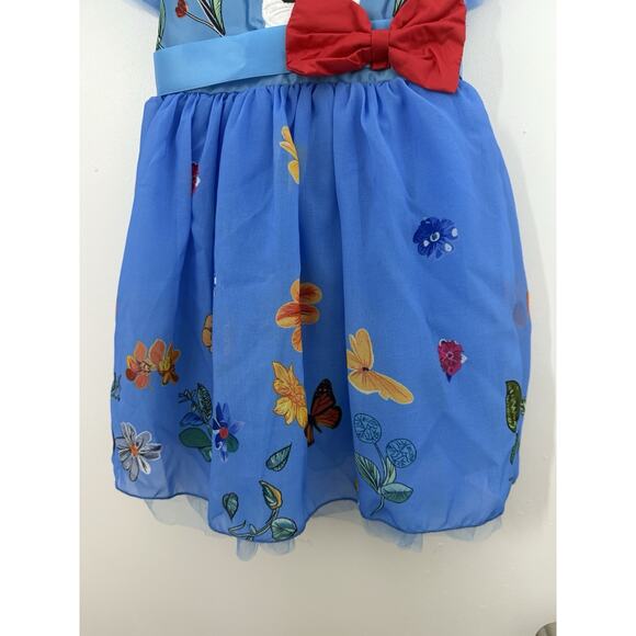 Mini Taylor Girls Dress 3-4Y Blue Bunny Embroidered Tulle Puff Sleeves - Picture 4 of 10